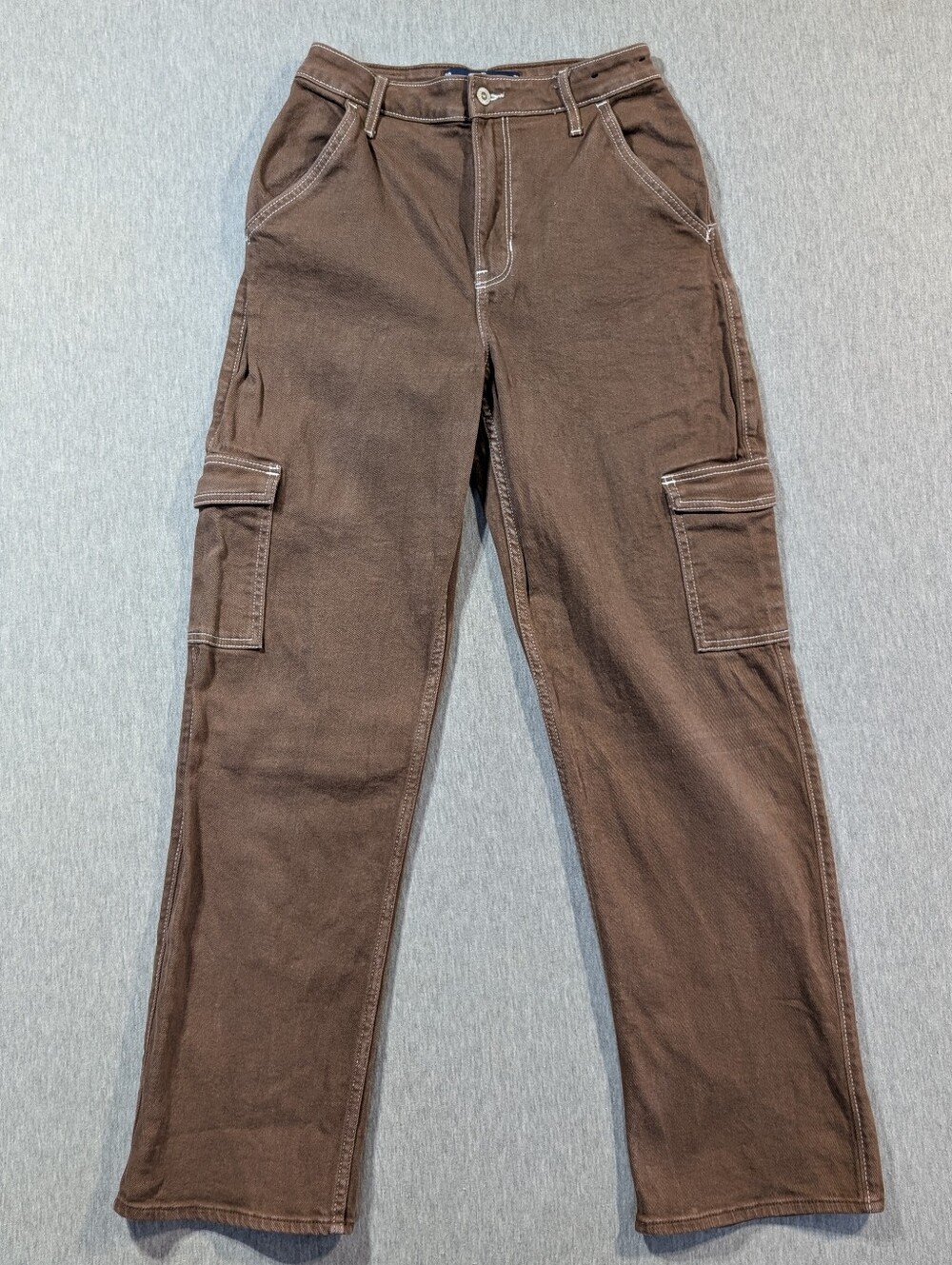 Hollister Ultra High Rise Dad Cargo Jeans Women's 26 X 31 Brown Vintage Stretch